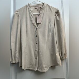 Philosophy Cream Puff Sleeve Snap-Front Top NWT